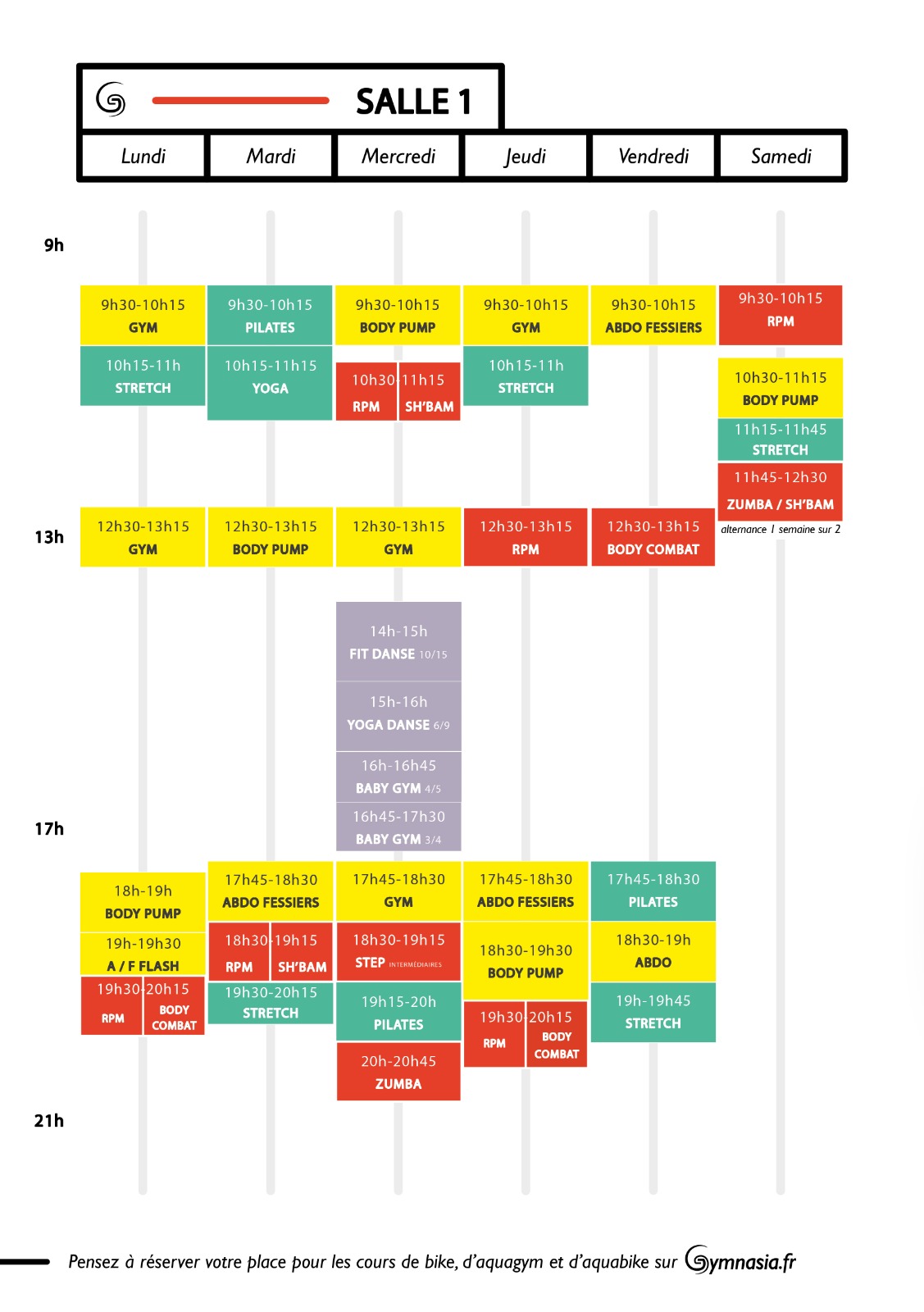 Planning Tournefeuille 22:23 salle 1